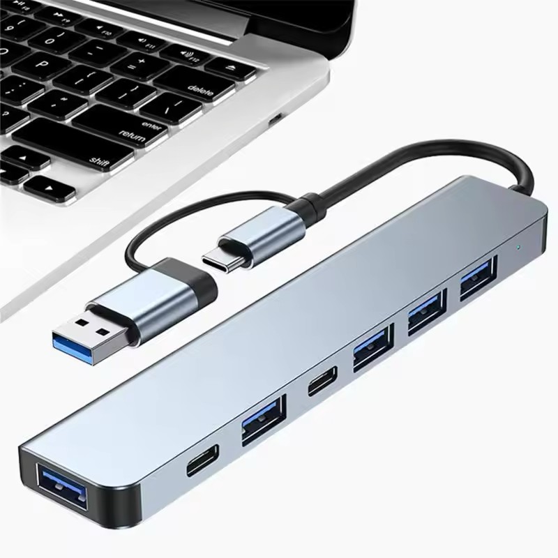 USBハブ 6-in-1（USB-A/USB-C 両対応プラグ）