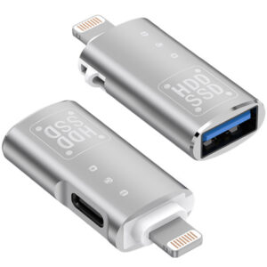 iPhone OTG 変換アダプタ Lightning USB3対応 USB-Aポート＋Type-C給電 写真/動画転送