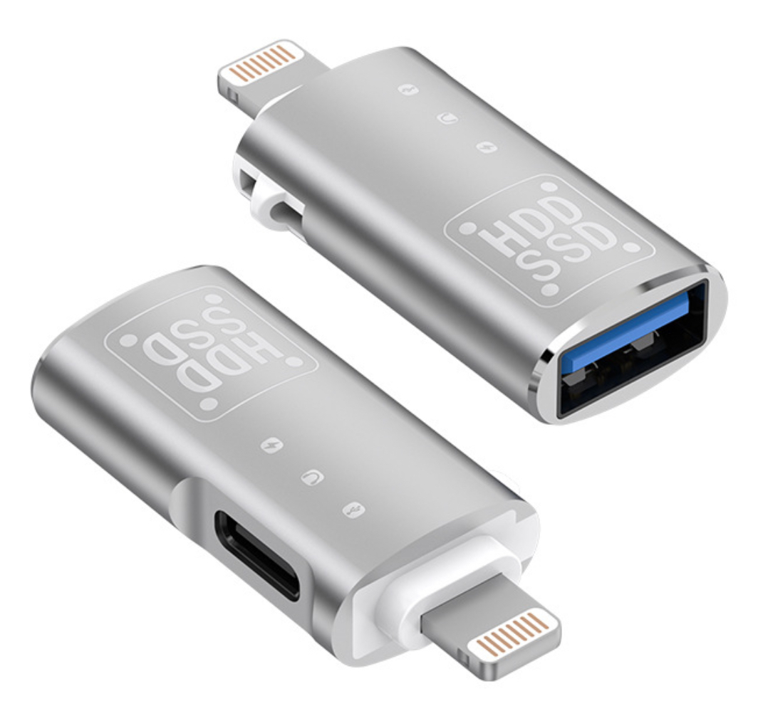 iPhone OTG 変換アダプタ Lightning USB3対応 USB-Aポート＋Type-C給電 写真/動画転送